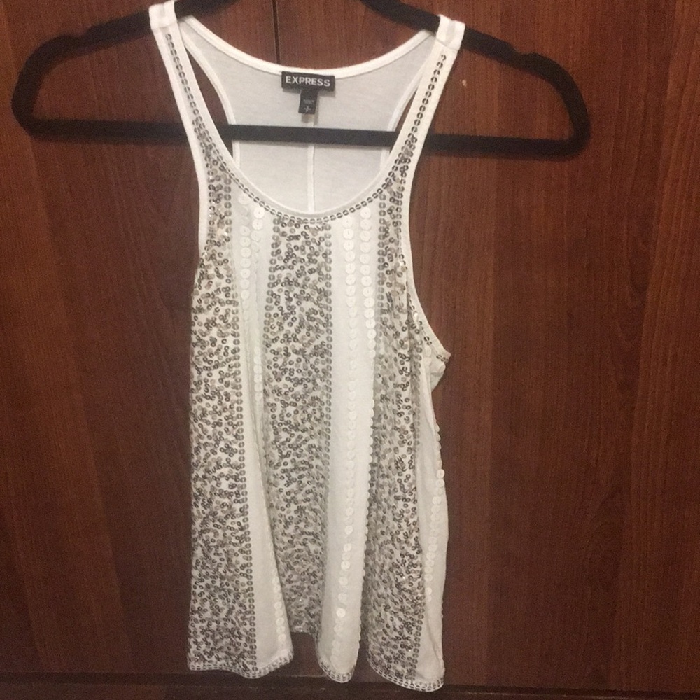 Sparkly White EXPRESS Tank top Size S, like new!